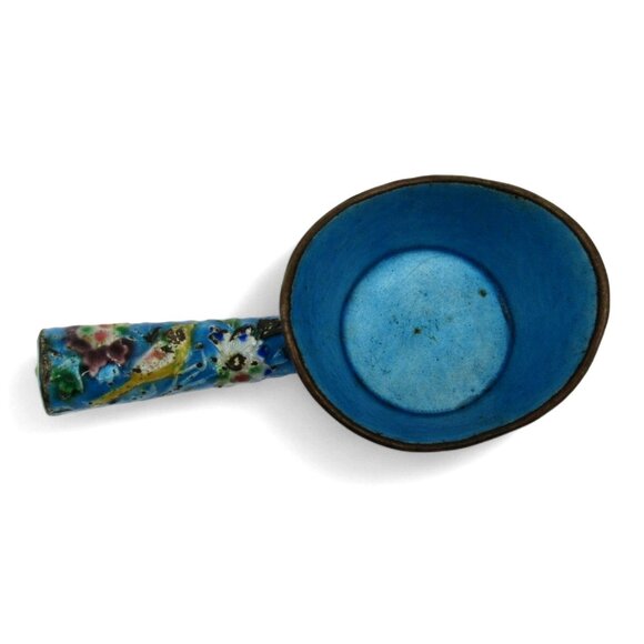Cloisonne Silk Iron Scoop Floral And Bird Motif Chinese Vintage - Picture 6 of 11